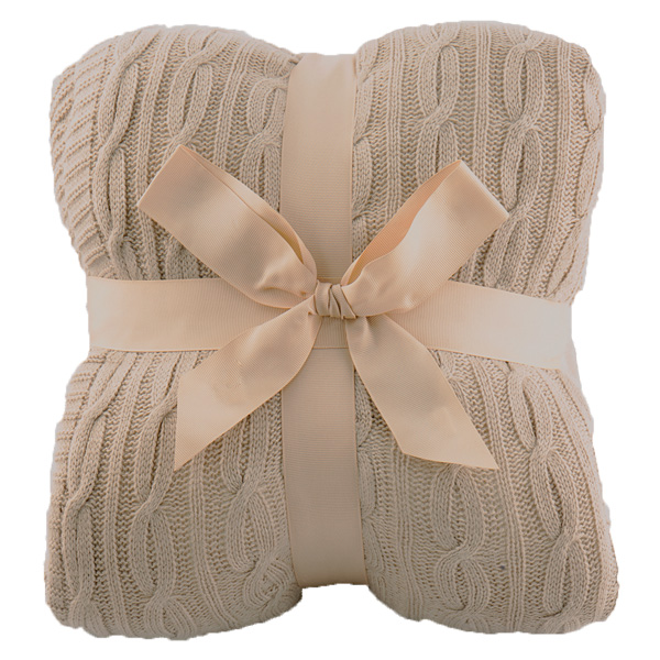 Elegant Cable Knit 50% Acrylic/50% Polyester Blend Blanket - 50" W x 60" L